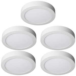 Pack 5 downlight LED 18w 6000ºk redondo superficie blanco ø210x37 mm