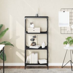Librería de 4 estantes madera ingeniería negro 59x35x132 cm