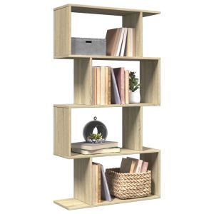 Librería divisora 4 niveles madera roble sonoma 70x24x129 cm