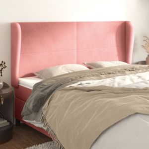 Cabecero con orejas de terciopelo rosa 183x23x118/128 cm eso2724