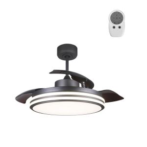 Ventilador de techo con luz LED garin con palas retráctiles negro ø107
