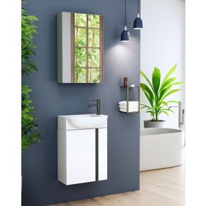 Mueble de baño suspendido a pared con lavabo cerámico | 45cm