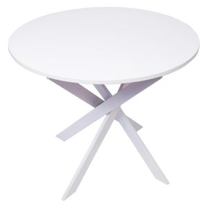 Mesa fija redonda, 90x90x77cm, blanco mate, patas blanco