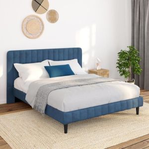 Cama doble de terciopelo azul - 140 x 190 cm