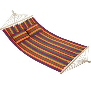 Hamaca doble, carga 240 kg con 2 cojines, 230 x 145 cm, multicolor