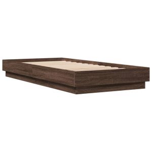 vidaXL estructura de cama con luces LED roble marrón 90x200 cm