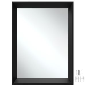 Espejo de pared rectangular de poliestireno, 40 x 3,8 x 60 cm, negro