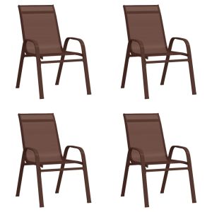 vidaXL sillas de jardín apilables 4 unidades textilene marrón