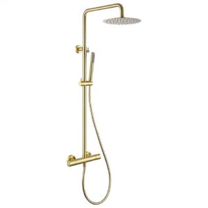 Columna de ducha termostática manda oro cepillado dorado