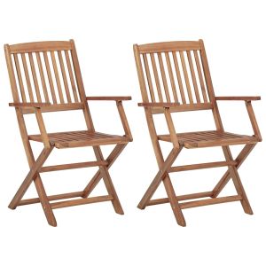vidaXL sillas plegables de jardín 2 unidades madera maciza de acacia