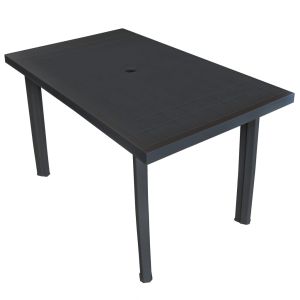 vidaXL mesa de jardín de plástico gris antracita 126x76x72 cm