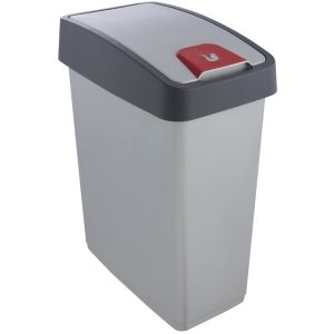 Keeeper cubo de basura premium  plateado de 25l con tapa abatible