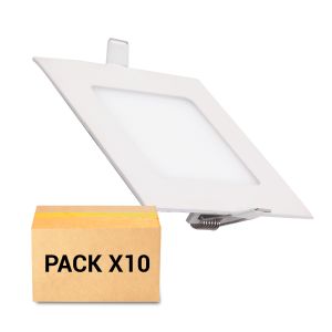 Pack 10x focos empotrables LED 12w 5500k cuadrado blanco
