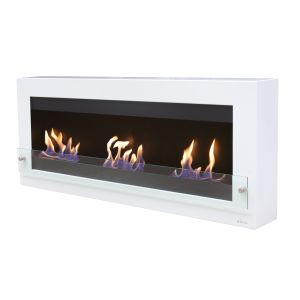 Chimenea de etanol mural extra grande en acero y cristal templado