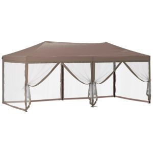 Carpa para fiestas plegable con paredes gris taupé 3x6 m