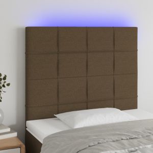Cabecero con luces LED tela marrón oscuro 90x5x118/128 cm eso7539