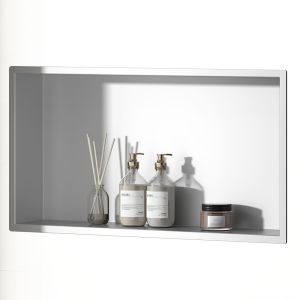 Kibath hornacina nicho empotrar rectangular 60x30 cm blanco de acero inox.