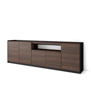Aparador para salón, 260x37x80cm, roble oscuro y negro rf4250