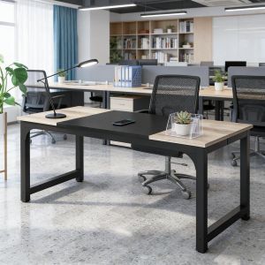 Mesa de oficina reuniones y despacho negro gris 75x160x80cm