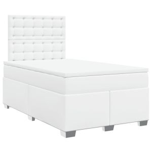 vidaXL cama box spring con colchón cuero sintético blanco 120x190 cm