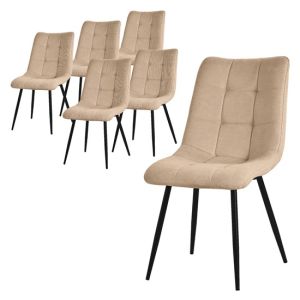 Set de 6 sillas de comedor marrón claro asiento acolchado