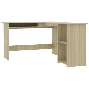 vidaXL escritorio forma de l madera contrachapada roble 120x140x75 cm