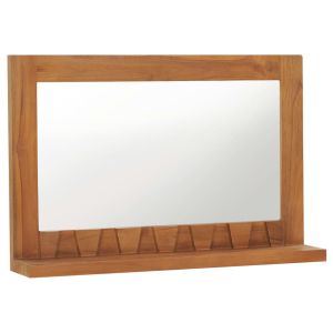 vidaXL espejo de pared con estante madera maciza de teca 60x12x40 cm