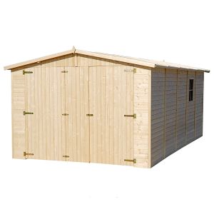 GARAJE de madera natural - A222x516x324 cm/15 m² - TIMBELA M101