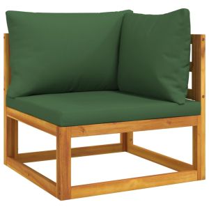 vidaXL sofá esquinero modular madera maciza acacia con cojines verde