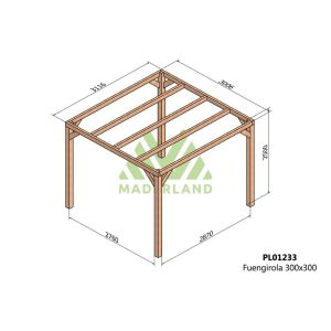 Pérgola de madera laminada - fuengirola 300x300cm (maderland)