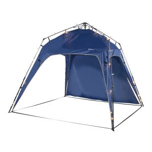 Cenador de jardín con LED barendrecht con módulo solar 250x250x190 cm azul