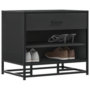 Banco zapatero madera de ingeniería y metal negro 60x40x53,5 cm oif504895