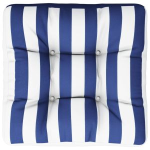 vidaXL cojín para palés tela a rayas azul y blanco 50x50x12 cm