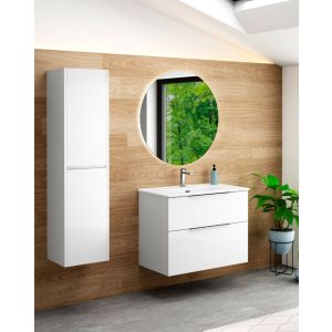 Mueble de baño suspendido con lavabo cerámico | 60 cm - blanco