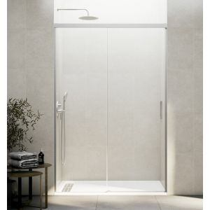 Mampara frontal basic fijo + corredera transparente niquel 190 cm