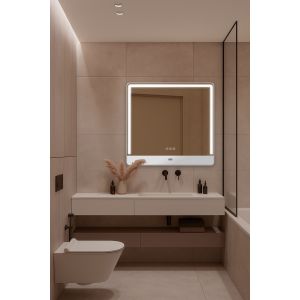 Espejo de baño colorbeat 80 x 75 blanco mate, app, antivaho y bluetooth