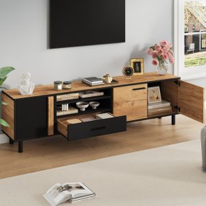 Mueble de tv con 3 puertas y 1 cajón negro madera 50x180x32,5cm