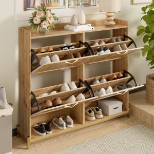 Zapatero para recibidor 4 puertas madera 100x108,5x24cm