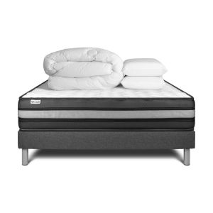 Pack cama completa - colchón 200x200cm + somier con láminas (kit) + 2 almoh