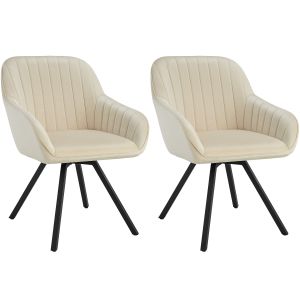 2 sillas de comedor giratoria 360º de terciopelo 58x58x82 cm crema