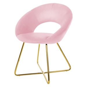 Silla de comedor de terciopelo rosa diseño ergonómico