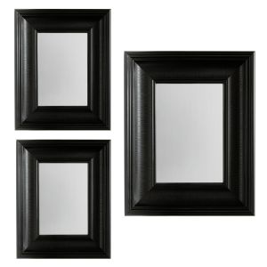 Dekoarte - set de 3 espejos decorativos con marco vintage negro