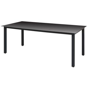 vidaXL mesa de jardín de aluminio y vidrio negra 190x90x74 cm