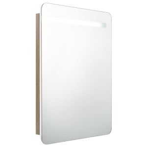 vidaXL armario de baño con espejo y LED blanco y roble 60x11x80 cm