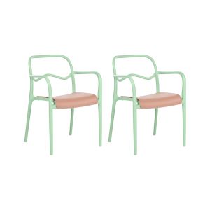 Conjunto de 2 sillas de jardín thasos material sintético verde