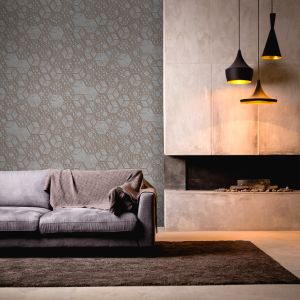 Papel pintado tnt cubos 3d combinados beige y gris