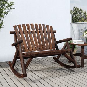 Banco mecedora de jardín de 2 plazas madera abeto 123x96x102 cm joy556104