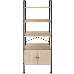 Estantería industrial 4 baldas 2 armarios 57,5x34x173 cm madera clara
