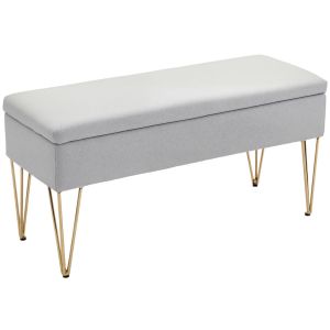 Banco pie cama 100x40x49 cm lino sintético, 831-735V00LG