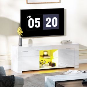 Mueble de tv con LED 2 puertas blanco 45x120x34cm